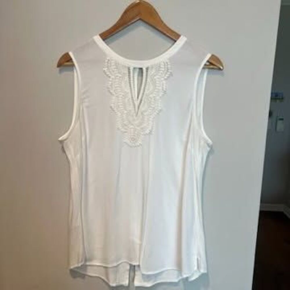 Pale Sky Sleeveless Split Back Top Cream Color - Size L